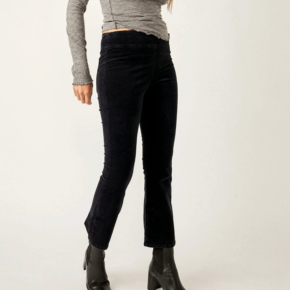 In My Feelings Velvet Crop Slim Flare Pants - Free People